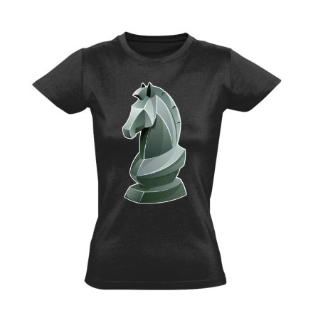 Huszár sakkos női póló (fekete)