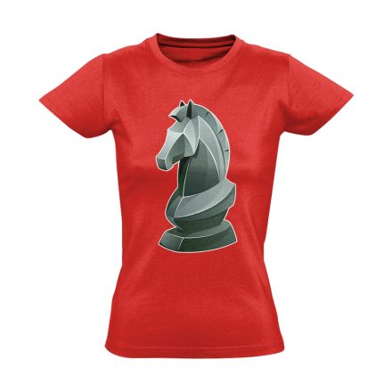 Huszár sakkos női póló (piros)
