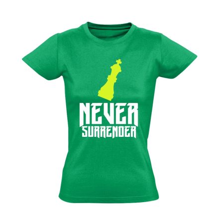 Never Surrender sakkos női póló (zöld)