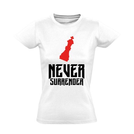 Never Surrender sakkos női póló (fehér)