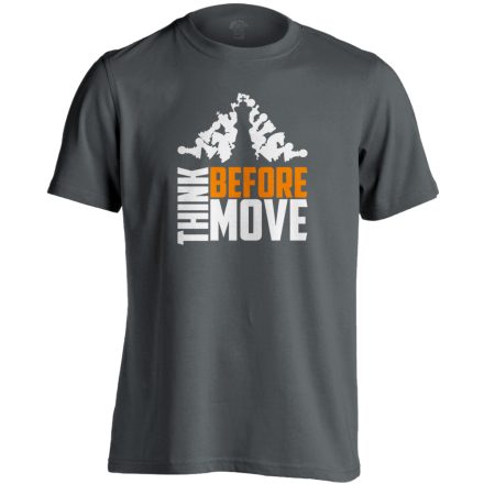 Think Before Move sakkos férfi póló (szénszürke)