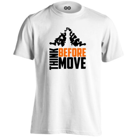 Think Before Move sakkos férfi póló (fehér)