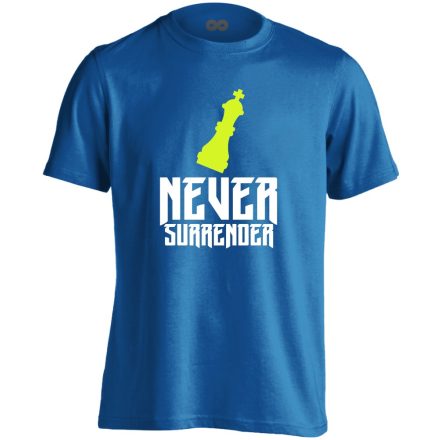 Never Surrender sakkos férfi póló (kék)