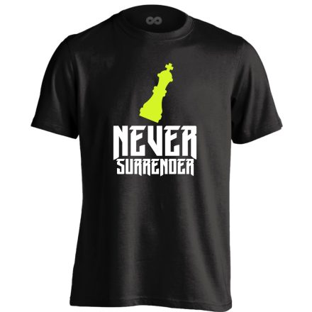 Never Surrender sakkos férfi póló (fekete)