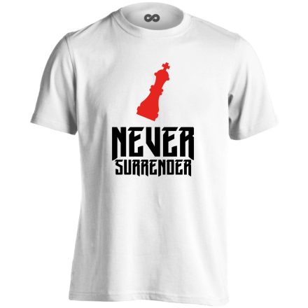 Never Surrender sakkos férfi póló (fehér)