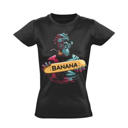Banana gördeszkás női póló (fekete)