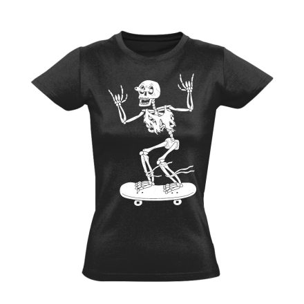 Metal gördeszkás női póló (fekete)