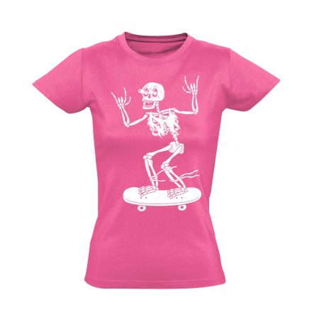 Metal gördeszkás női póló (rózsaszín)