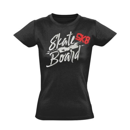 SK8 gördeszkás női póló (fekete)