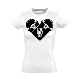 LiveLove gördeszkás női póló (fehér)