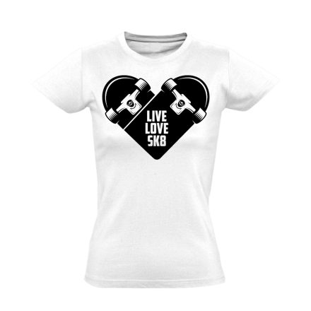 LiveLove gördeszkás női póló (fehér)