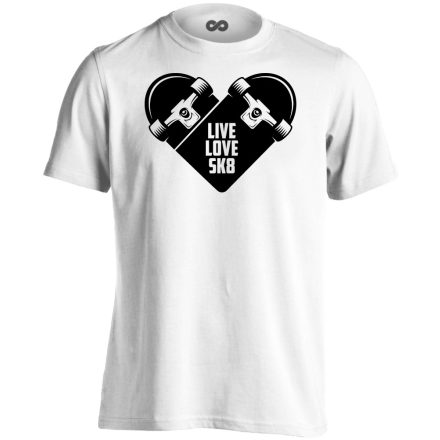 LiveLove gördeszkás férfi póló (fehér)