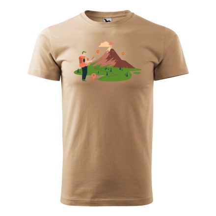 Túrapontok túrázós férfi póló (homok)