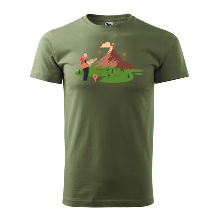 Túrapontok túrázós férfi póló (khaki)