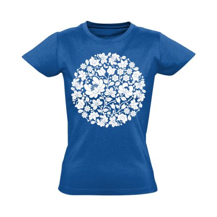 GömbSzirom folklóros női póló (kék)