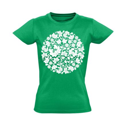 GömbSzirom folklóros női póló (zöld)