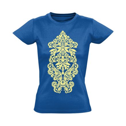KézMű folklóros női póló (kék)