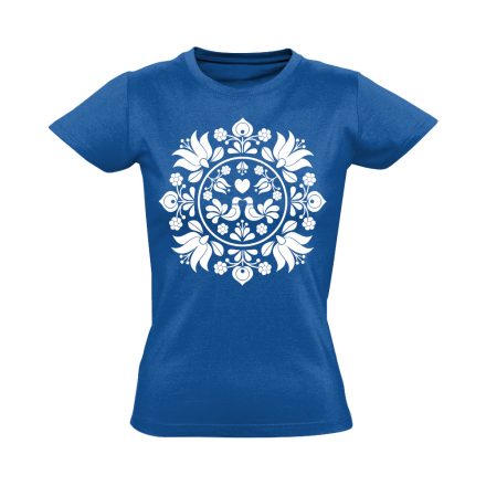 BékeKép folklóros női póló (kék)