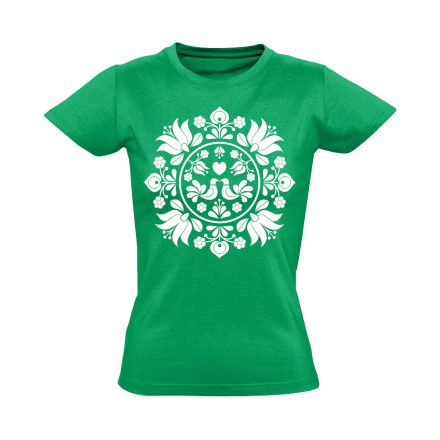 BékeKép folklóros női póló (zöld)