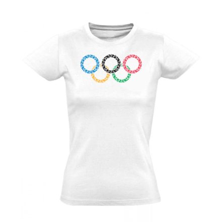 Magyaros olimpia folklóros női póló (fehér)