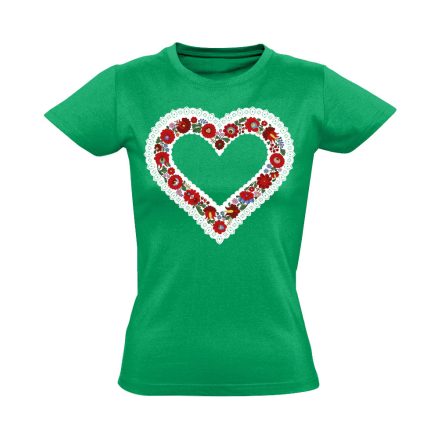 HalasiSzív folklóros női póló (zöld)