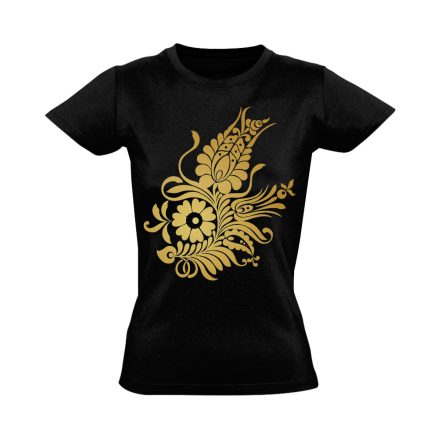 ArtKalász folklóros női póló (fekete)