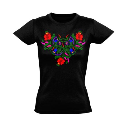 VéPipacs folklóros női póló (fekete)