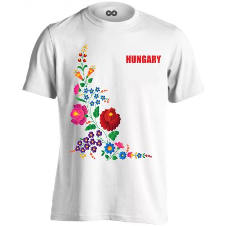 Hungary hímes keret folklóros férfi póló (fehér)