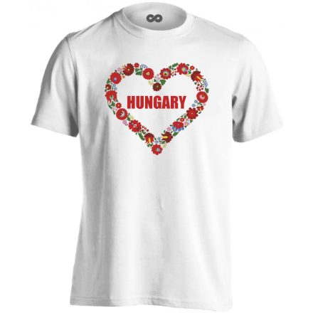 Hungary cérnaszív folklóros férfi póló (fehér)