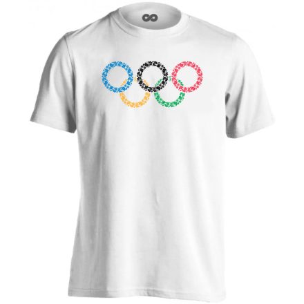 Magyaros olimpia folklóros férfi póló (fehér)