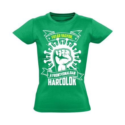 FutárFront hétköznapi hős női póló (zöld)