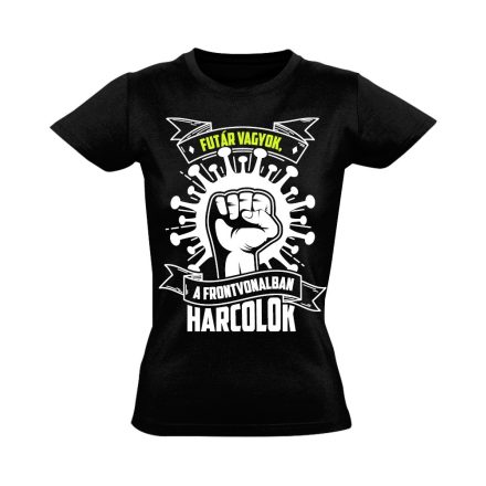 FutárFront hétköznapi hős női póló (fekete)  akciós póló - XL