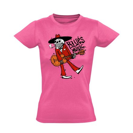 BluesMusic gitáros női póló (rózsaszín)
