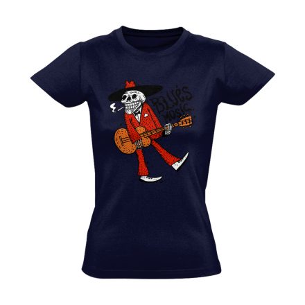 BluesMusic gitáros női póló (tengerészkék)
