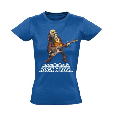 Öreg Rocker Nem Vén Rocker gitáros női póló (kék)