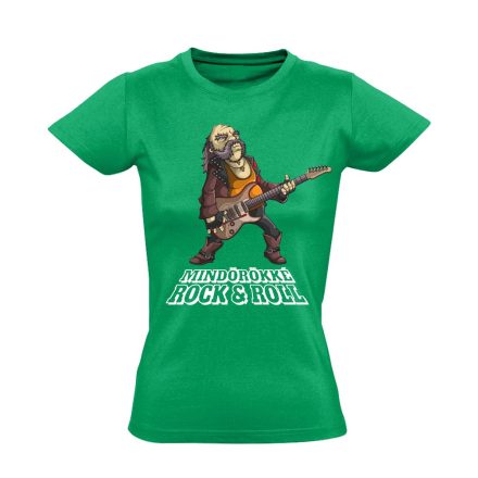 Öreg Rocker Nem Vén Rocker gitáros női póló (zöld)
