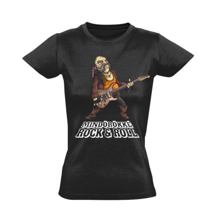Öreg Rocker Nem Vén Rocker gitáros női póló (fekete)