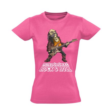 Öreg Rocker Nem Vén Rocker gitáros női póló (rózsaszín)