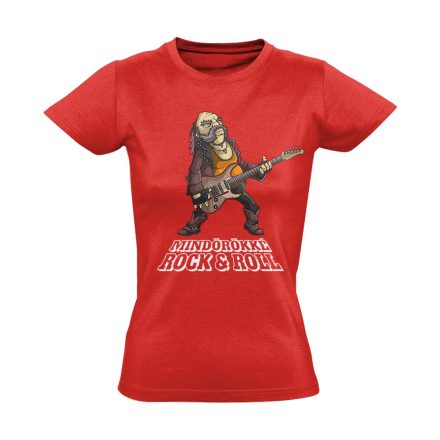 Öreg Rocker Nem Vén Rocker gitáros női póló (piros)