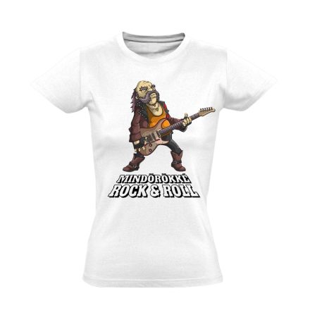 Öreg Rocker Nem Vén Rocker gitáros női póló (fehér)