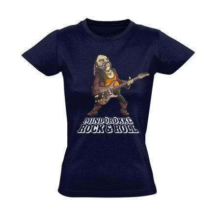 Öreg Rocker Nem Vén Rocker gitáros női póló (tengerészkék)