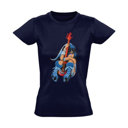 BasszerLyány gitáros női póló (tengerészkék)