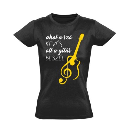 A Gitár Beszél gitáros női póló (fekete)