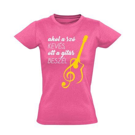 A Gitár Beszél gitáros női póló (rózsaszín)