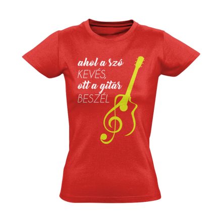 A Gitár Beszél gitáros női póló (piros)