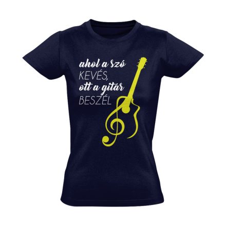 A Gitár Beszél gitáros női póló (tengerészkék)