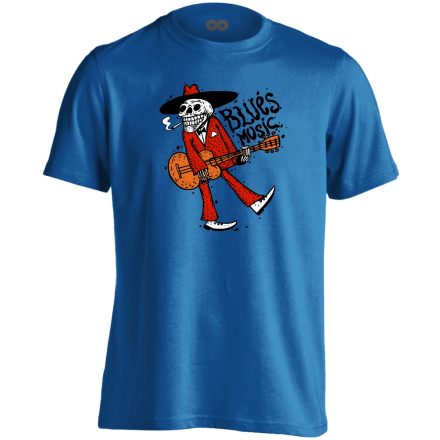 BluesMusic gitáros férfi póló (kék)