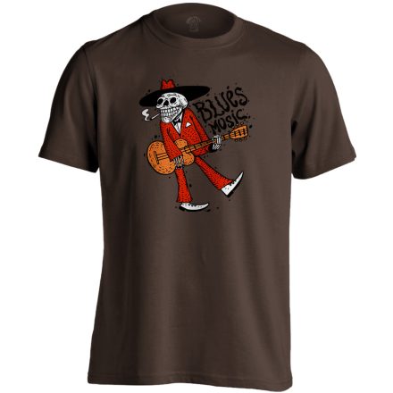 BluesMusic gitáros férfi póló (csokoládébarna)