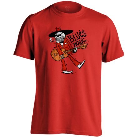 BluesMusic gitáros férfi póló (piros)
