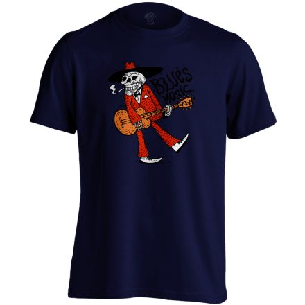 BluesMusic gitáros férfi póló (tengerészkék)